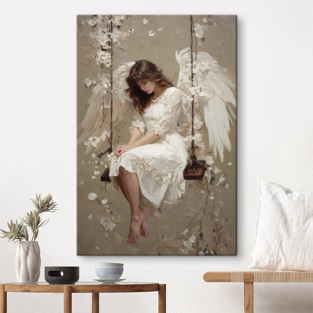 Painting of a woman sitting on a swing
