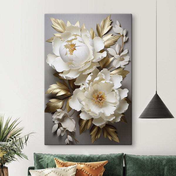 Quadri Quadri Elegante composizione floreale con foglie rigogliose (COD: s48753)