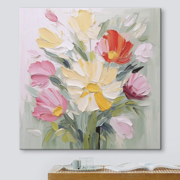 Painting of flowers on a white surface