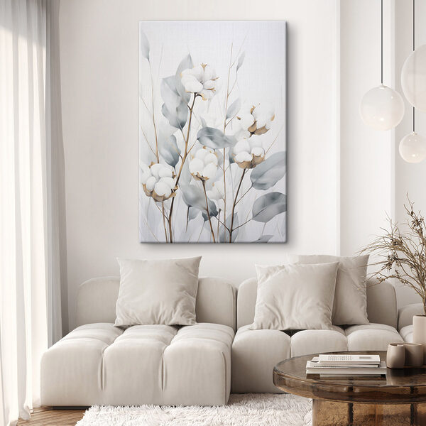 Quadri Quadri Dipinto raffigurante fiori e foglie di cotone (COD: s48743)