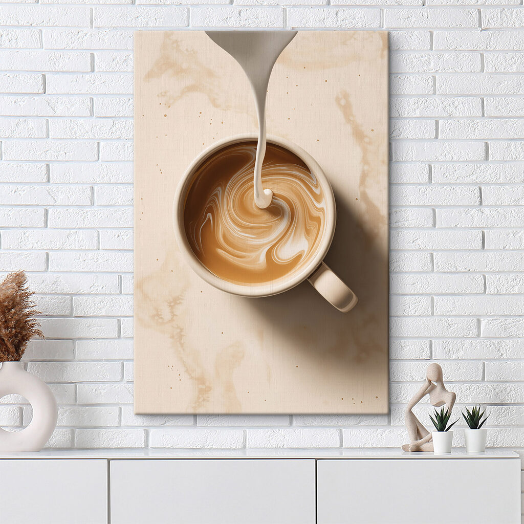 Cup of coffee with milk pouring into it Cup of coffee with milk pouring into it