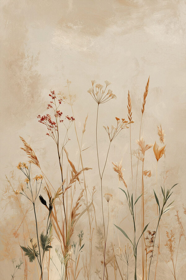 Ethereal wildflower composition on canvas