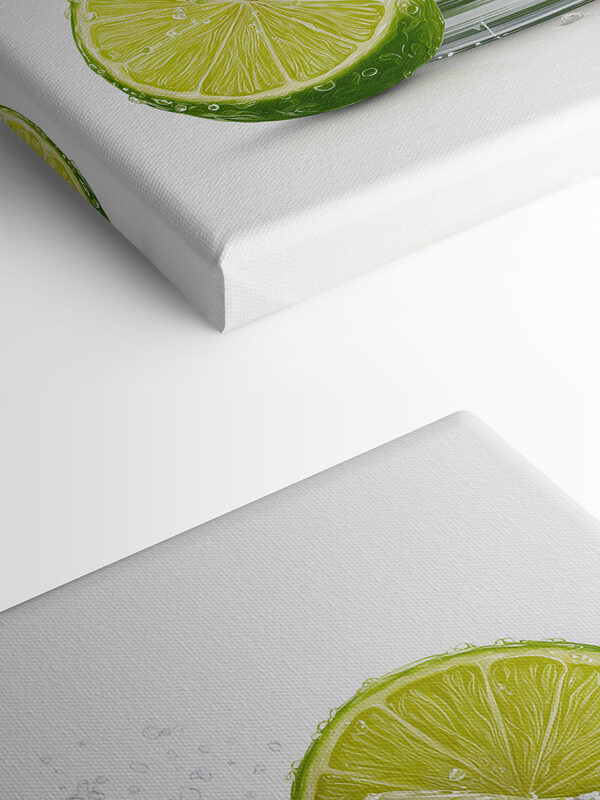 Glass of lime juice with ice and lime slices