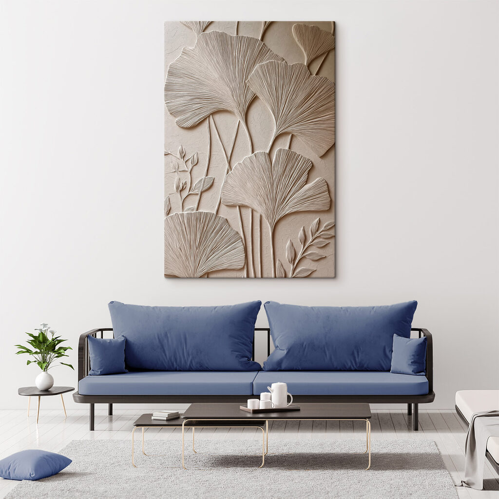 Wall art with leaves and flowers