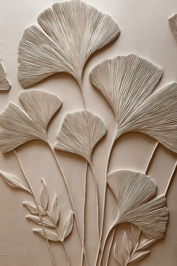 Wall art with leaves and flowers