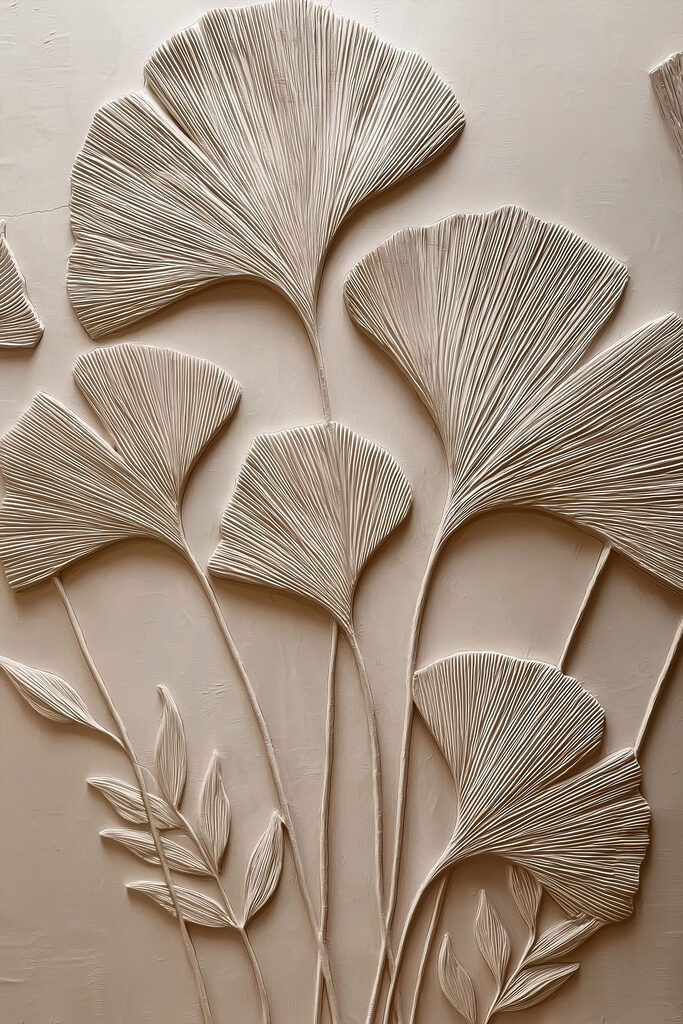 Wall art with leaves and flowers