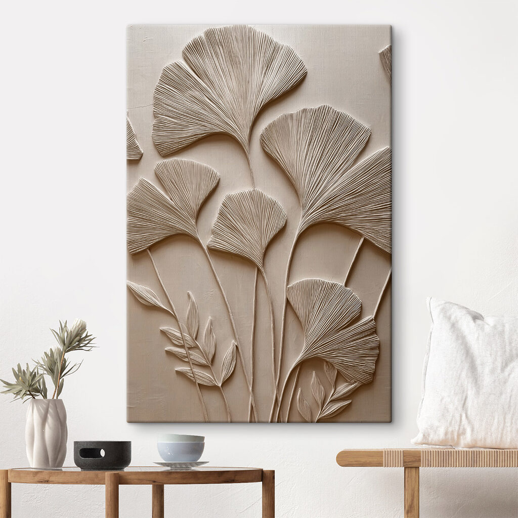 Wall art with leaves and flowers