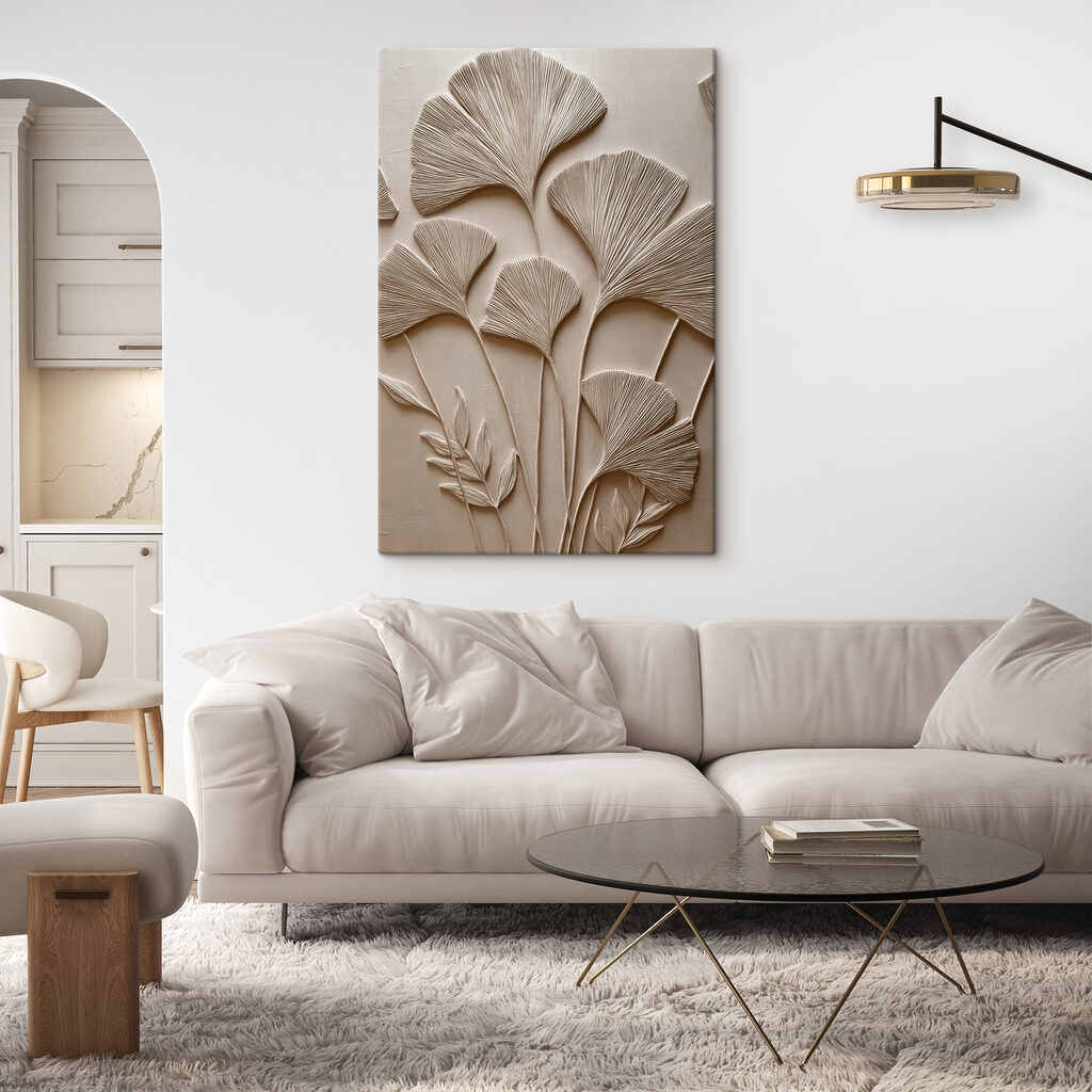 Wall art with leaves and flowers