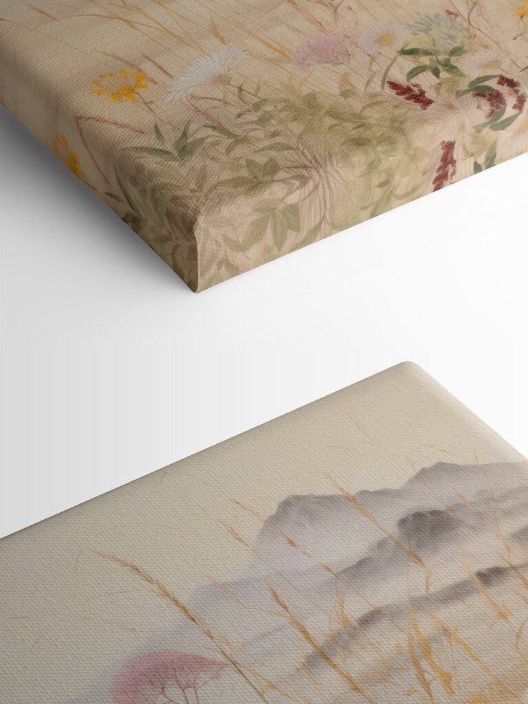 Painting of flowers and grass