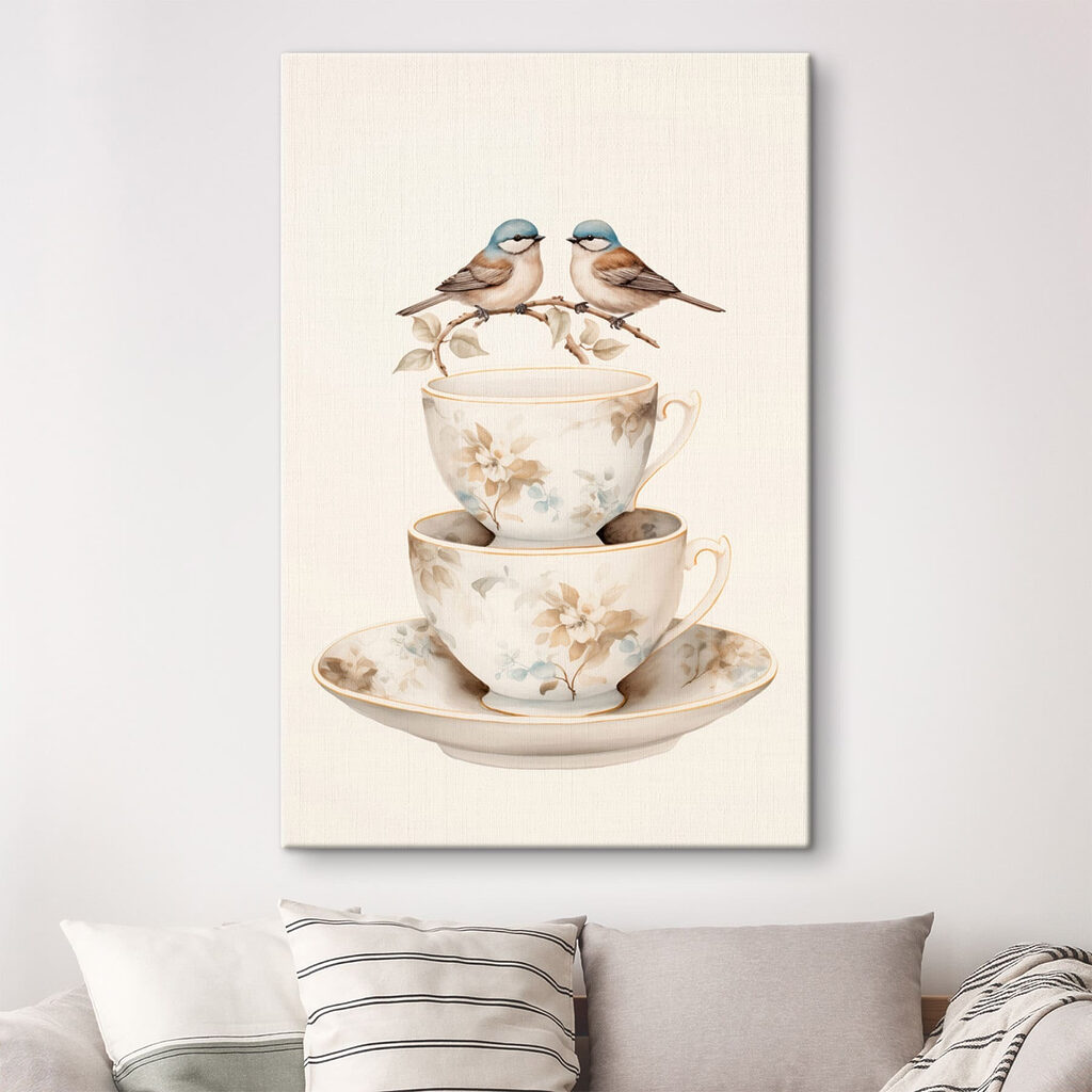 Two birds on a teacup