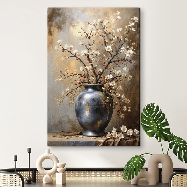 Quadri Quadri Vaso con fiori bianchi (COD: s48361)