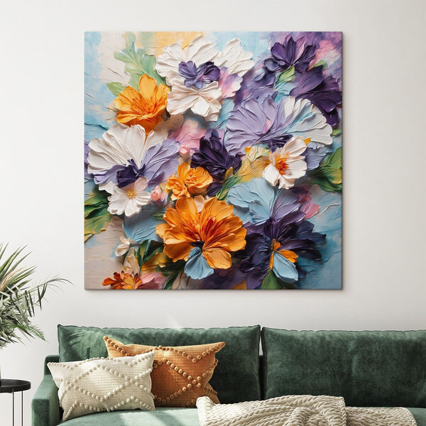 Quadri Dipinto di fiori su fondo blu (COD: s48363) Quadri Quadri Dipinto di fiori su fondo blu (COD: s48363)