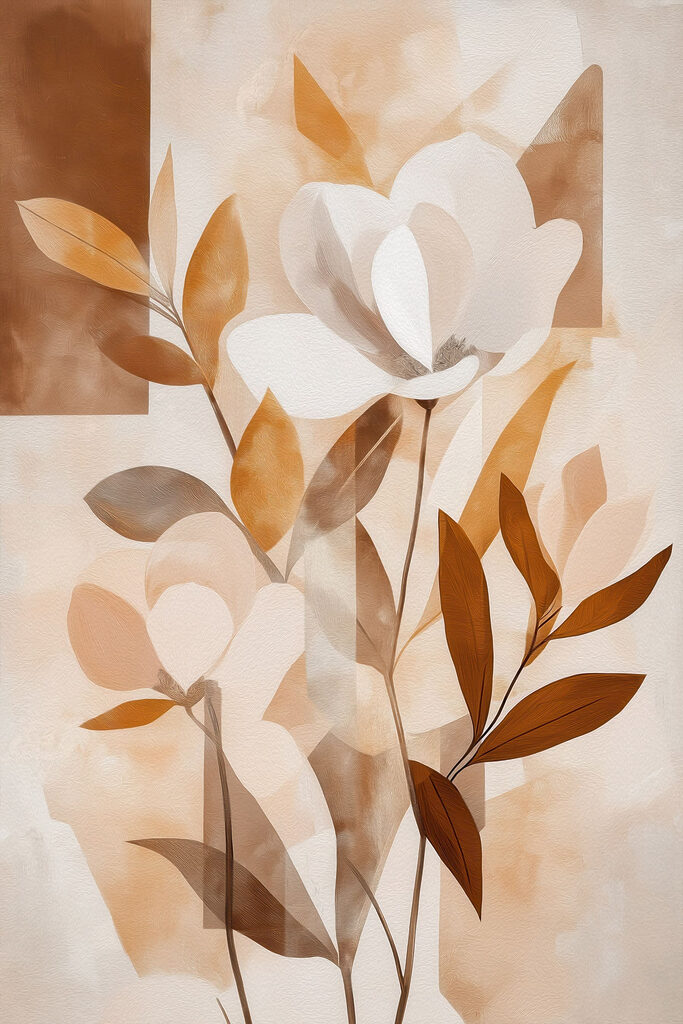 Painting of flowers and leaves