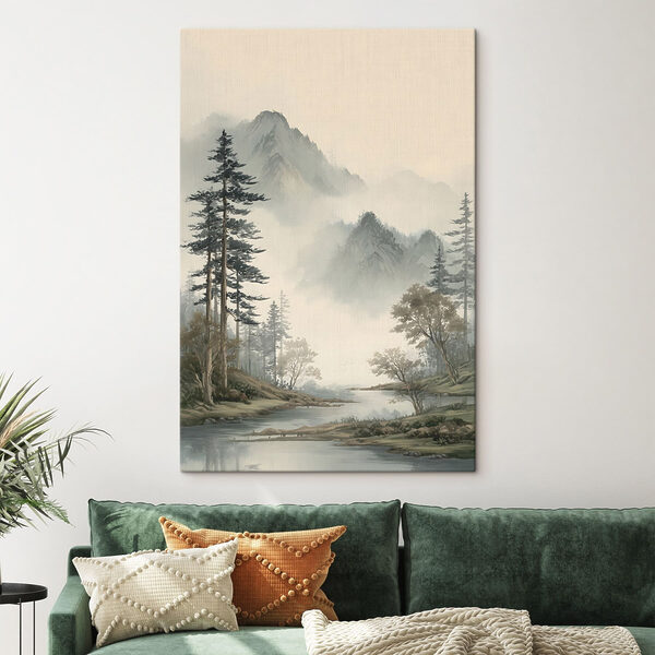 Quadri Paesaggio fluviale con alberi e montagne (COD: s48531) Quadri Quadri Paesaggio fluviale con alberi e montagne (COD: s48531)