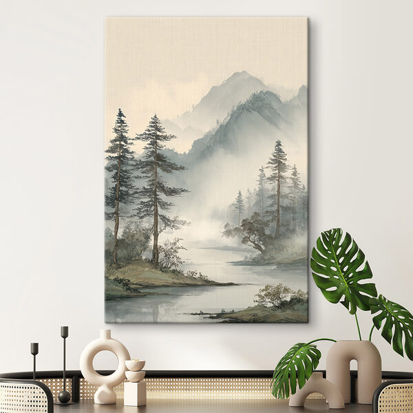 Quadri Fiume con alberi e montagne sullo sfondo (COD: s48532) Quadri Quadri Fiume con alberi e montagne sullo sfondo (COD: s48532)