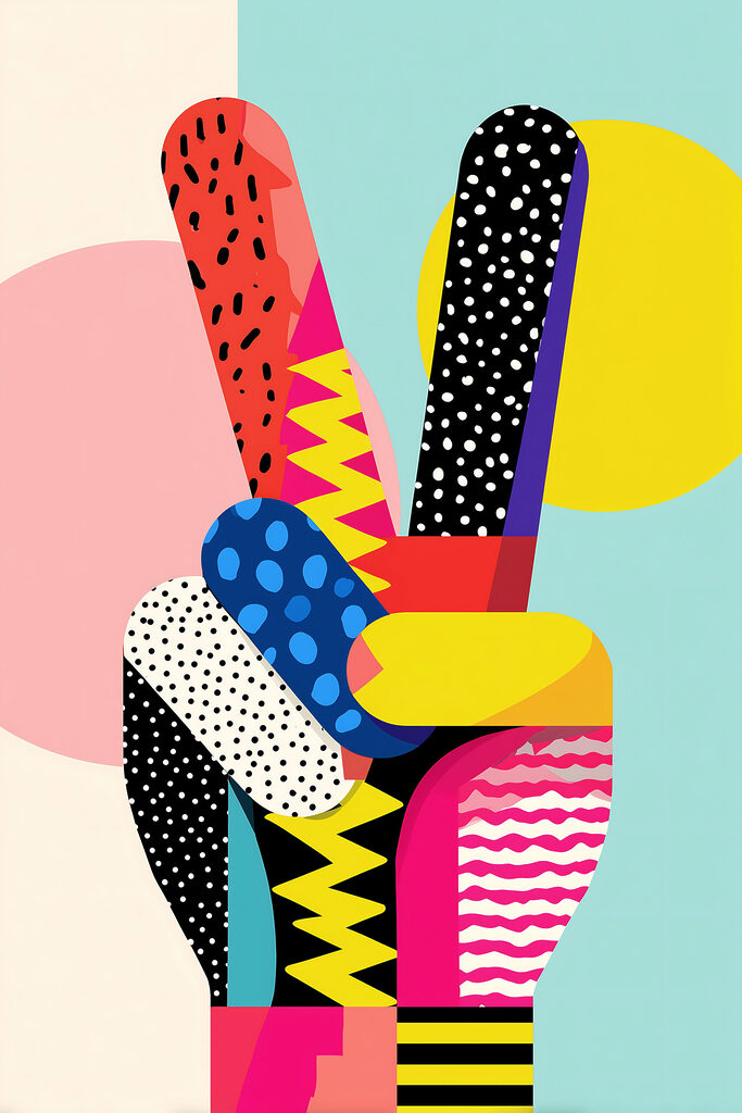 Hand with different colored shapes