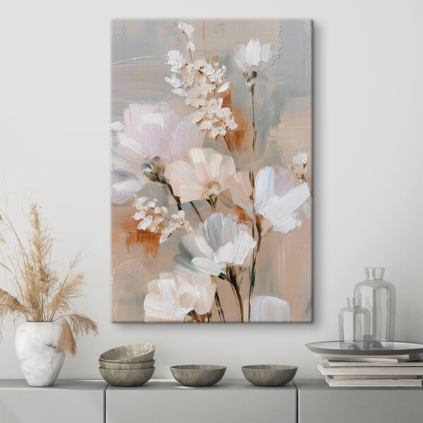 Quadri Quadri Dipinto di fiori su una superficie bianca (COD: s48194)