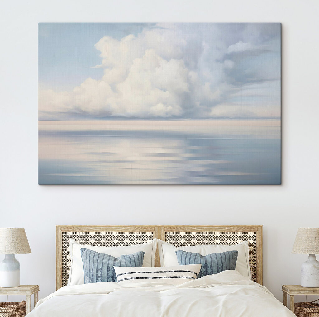 Large body of water with clouds in the sky