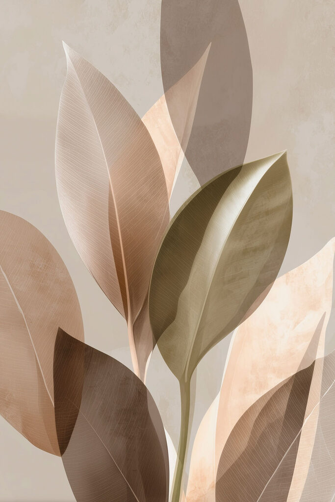 Soft leaves in gentle hues