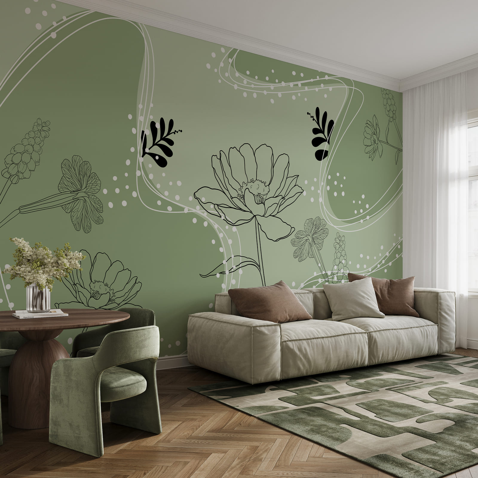 Disegno di fiori e foglie