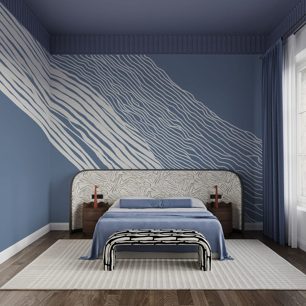 Sfondo blu e bianco con linee bianche