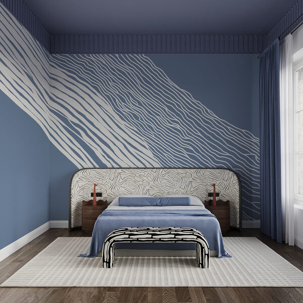Sfondo blu e bianco con linee bianche