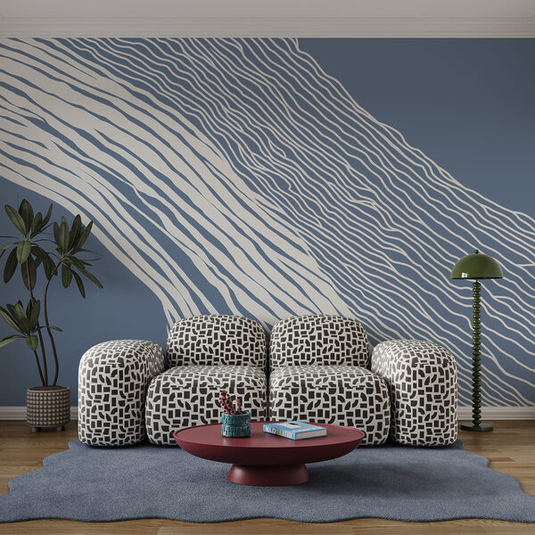Sfondo blu e bianco con linee bianche