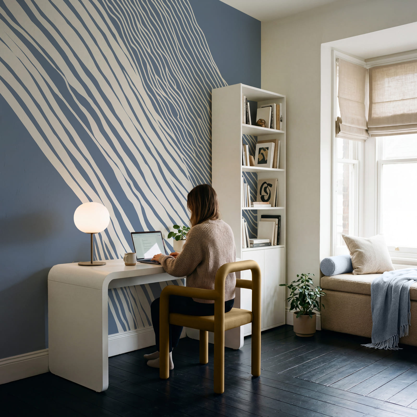 Sfondo blu e bianco con linee bianche