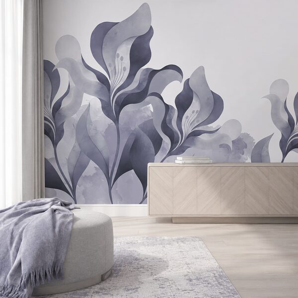 Elegante motivo floreale astratto in grigio Elegante motivo floreale astratto in grigio