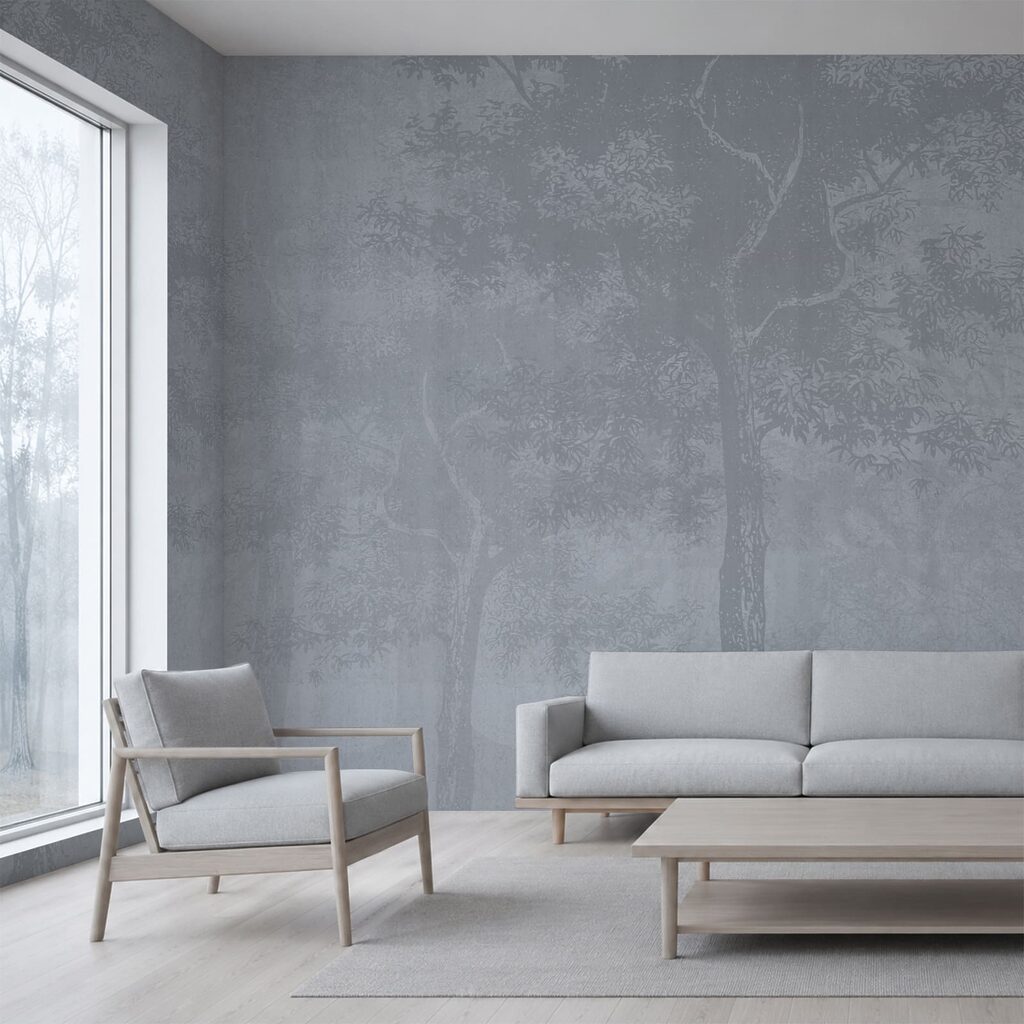 Sfondo grigio con alberi