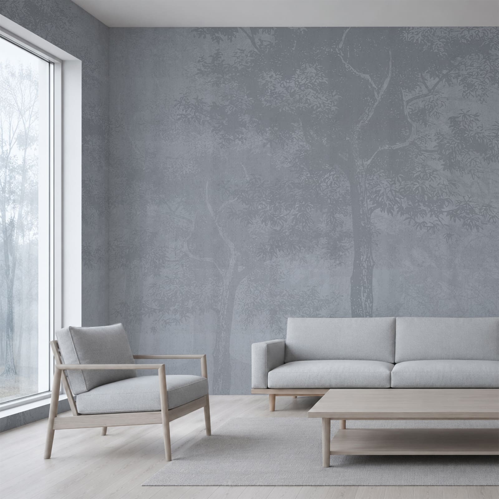 Sfondo grigio con alberi