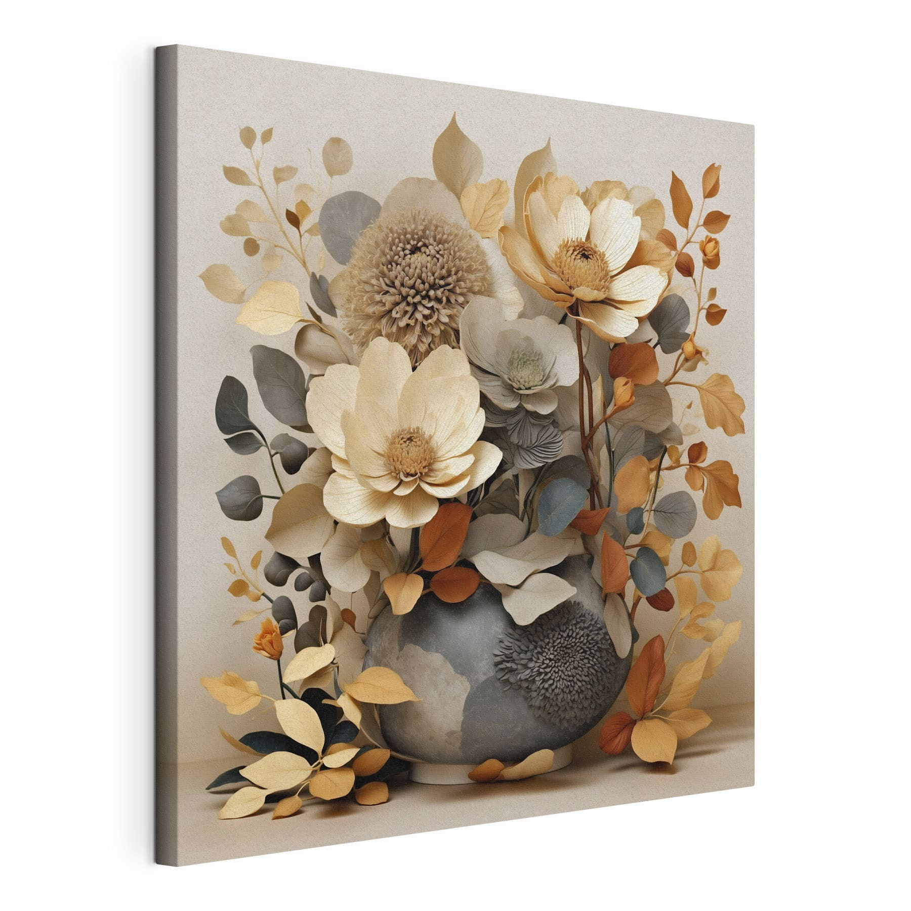 Vase with flowers and leaves Vase with flowers and leaves