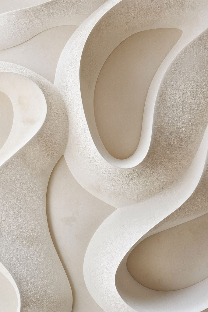 White wall with curved lines