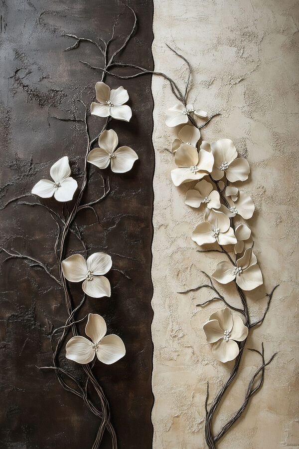 Gentle blooms on contrasting backgrounds