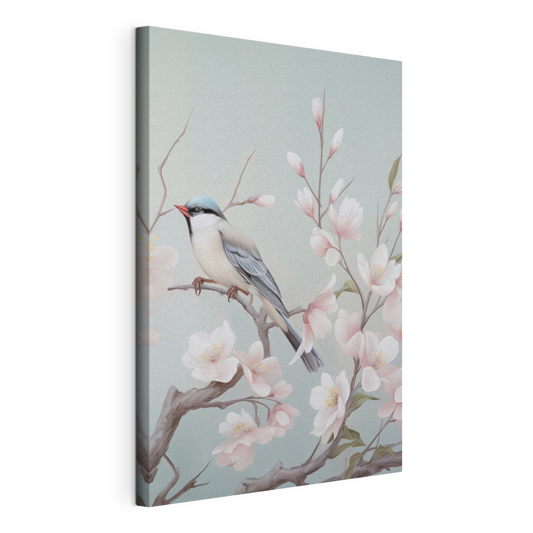 Bird on a branch with flowers Bird on a branch with flowers