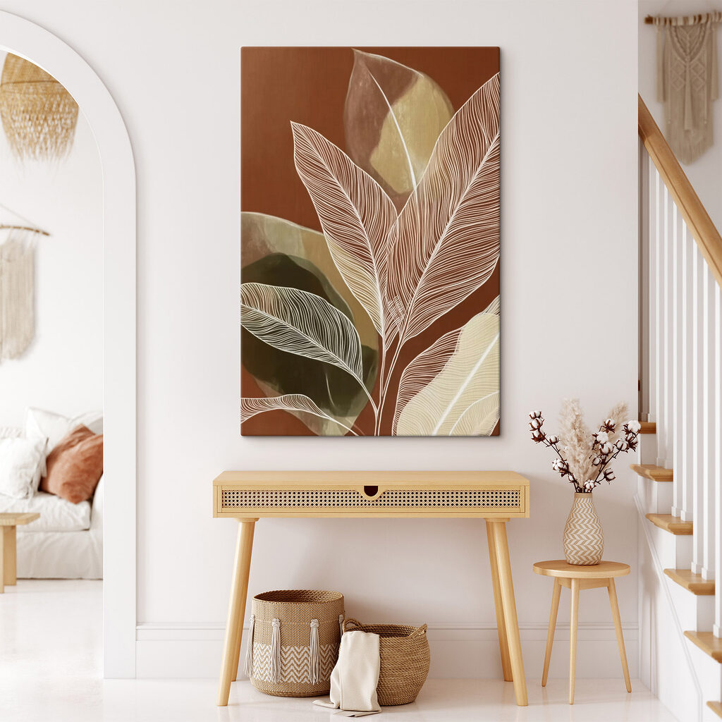 Vibrant leaves against earthy tones Vibrant leaves against earthy tones
