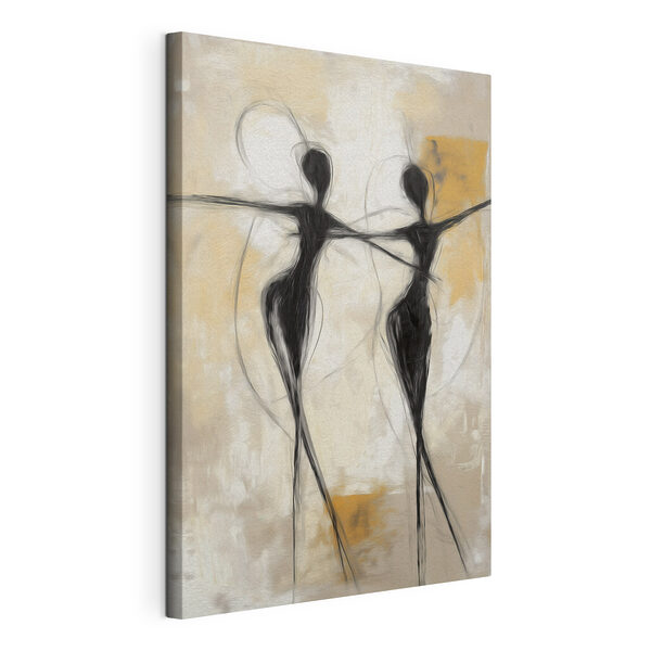 Dipinto in bianco e nero raffigurante due donne che ballano Quadri Dipinto in bianco e nero raffigurante due donne che ballano