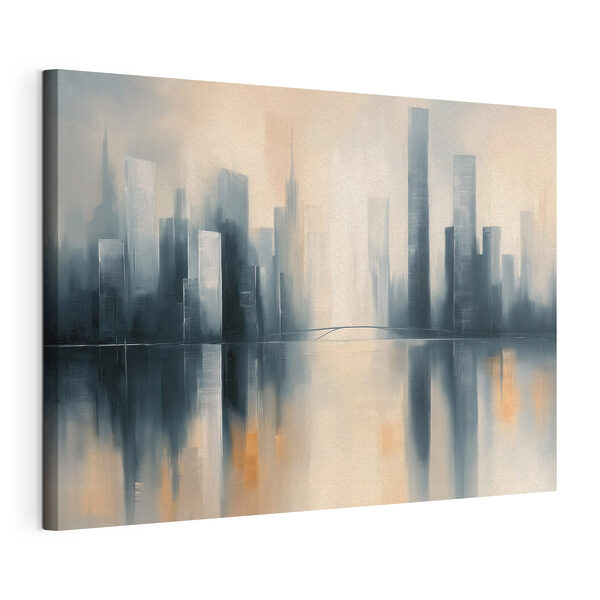 Quadri Skyline della città con grattacieli che si riflettono nell'acqua (COD: s49821) Quadri Quadri Skyline della città con grattacieli che si riflettono nell'acqua (COD: s49821)