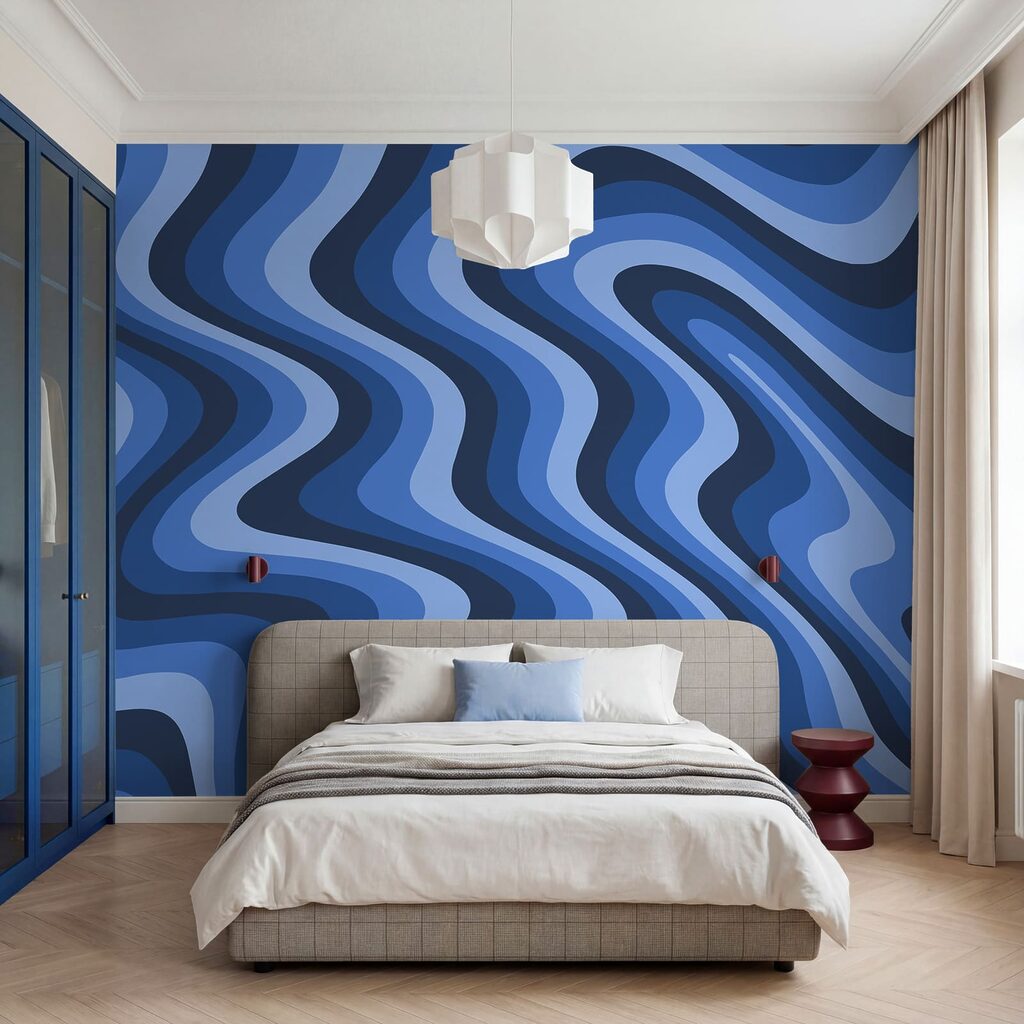 Linee ondulate blu e bianche Linee ondulate blu e bianche