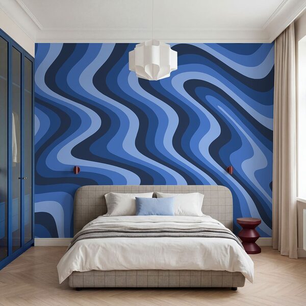 Linee ondulate blu e bianche Linee ondulate blu e bianche