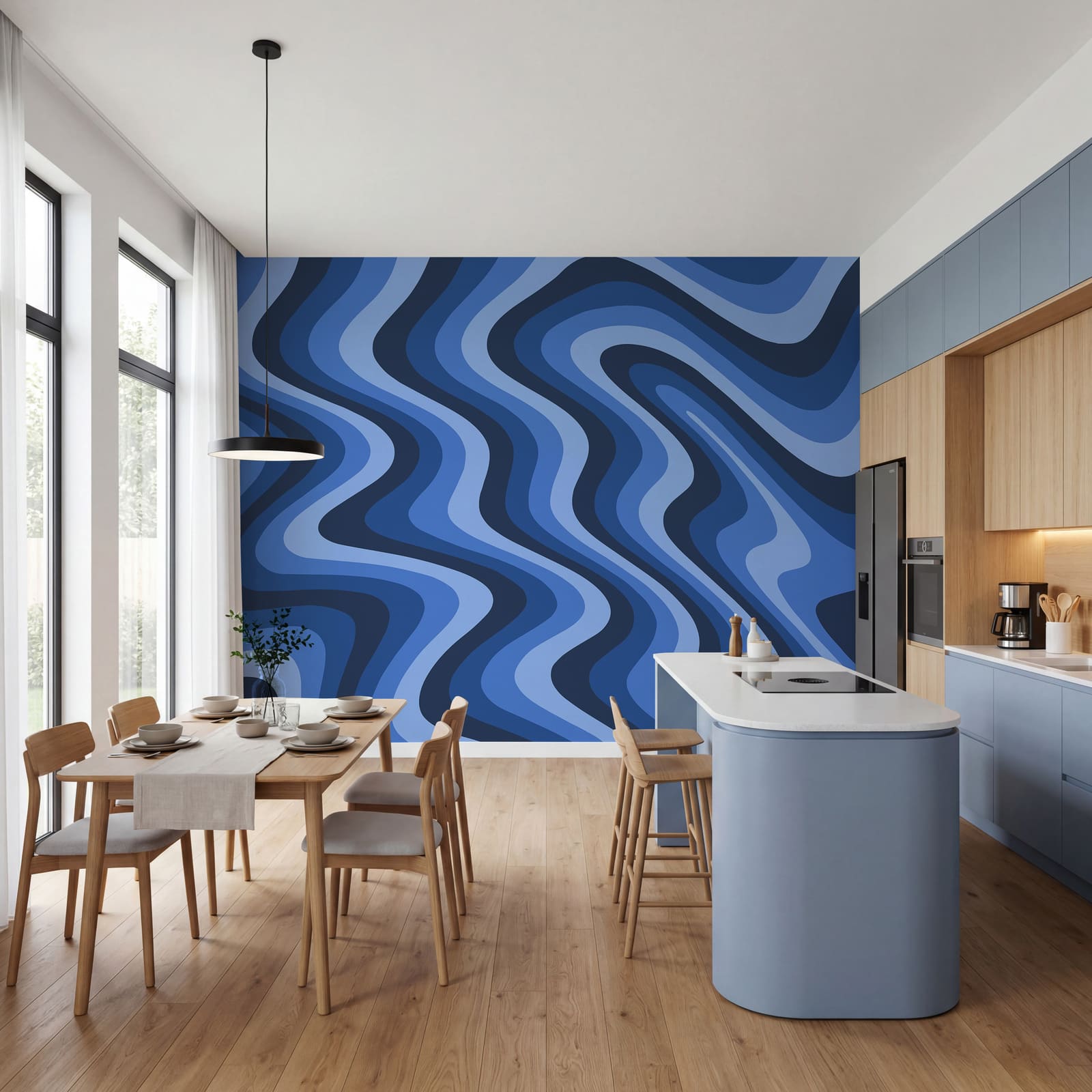 Linee ondulate blu e bianche Linee ondulate blu e bianche