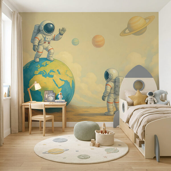 Due astronauti in piedi su un pianeta Due astronauti in piedi su un pianeta