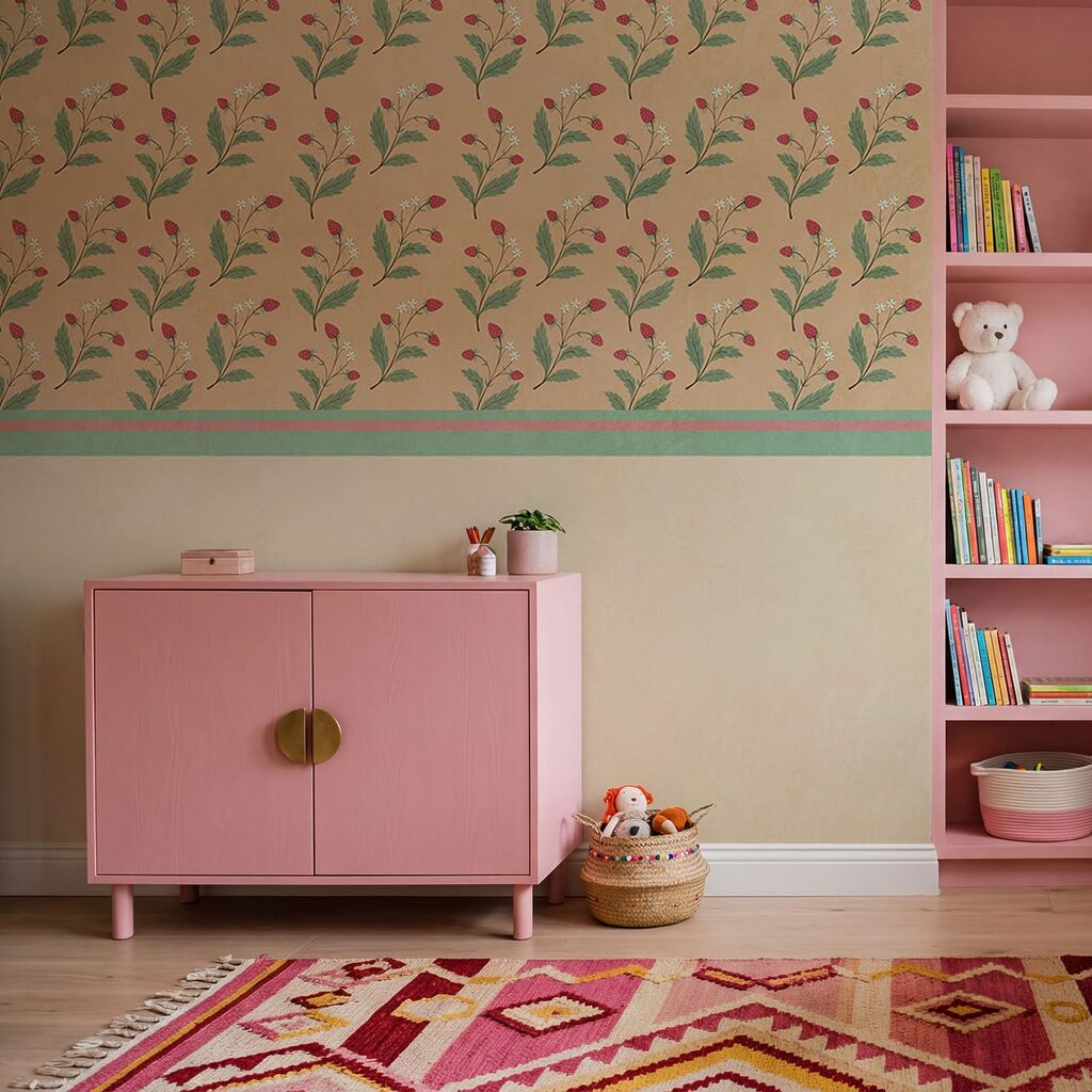 Motivo di fiori e foglie su sfondo beige