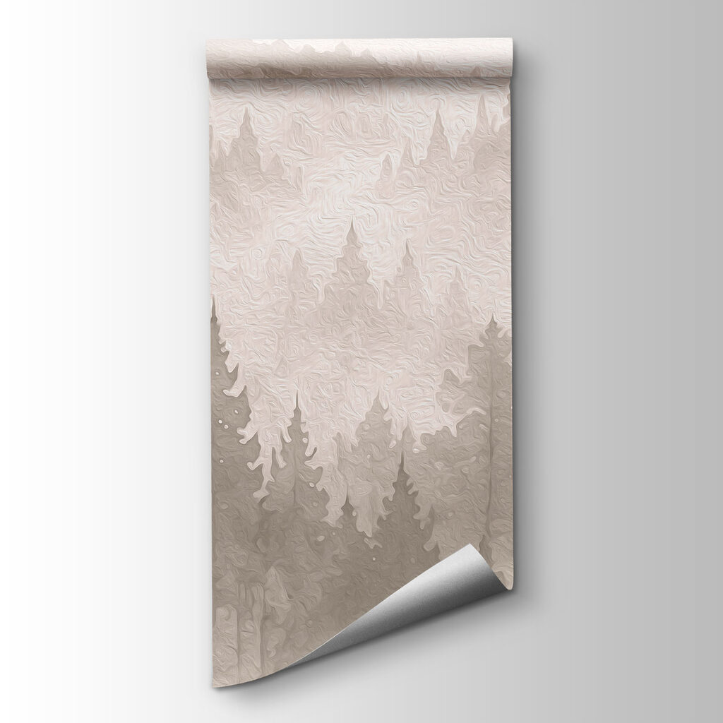 Foggy mountain landscape with trees and a river Foggy mountain landscape with trees and a river