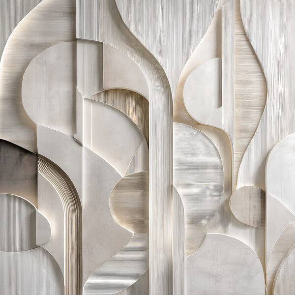 White wall with curved lines and curves White wall with curved lines and curves