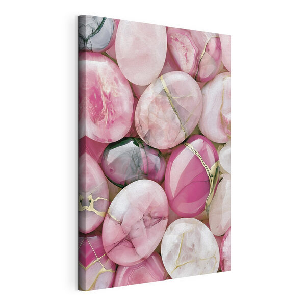 Group of pink and white oval shaped stones