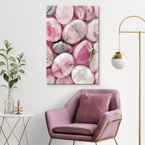 Group of pink and white oval shaped stones