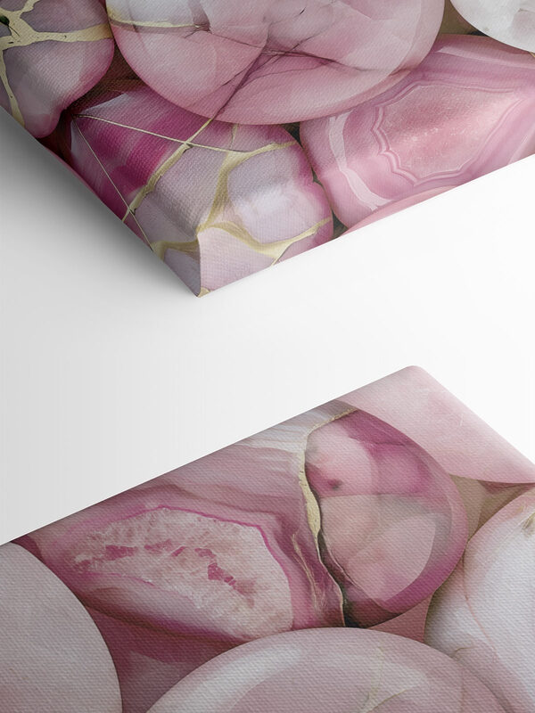 Group of pink and white oval shaped stones