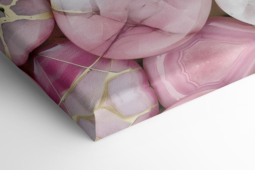 Group of pink and white oval shaped stones