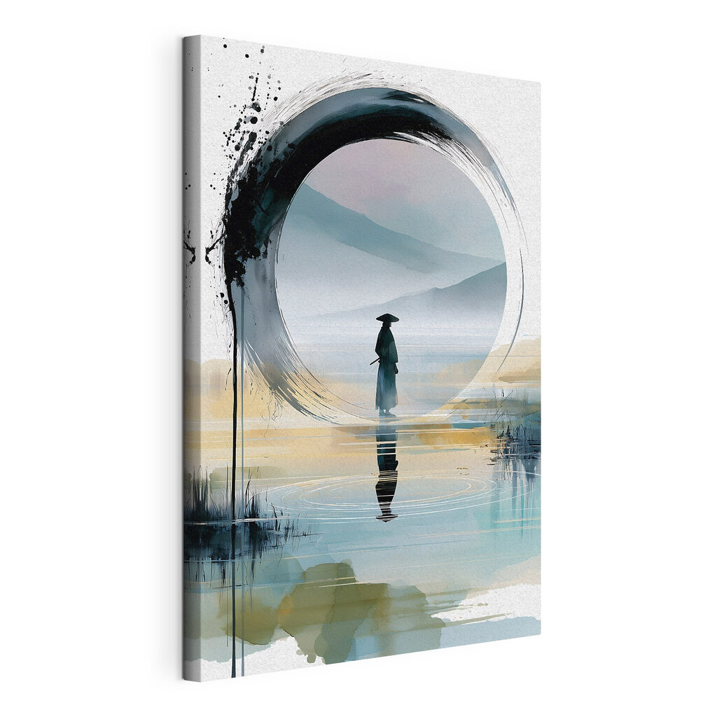 Painting of a man standing in a lake Painting of a man standing in a lake